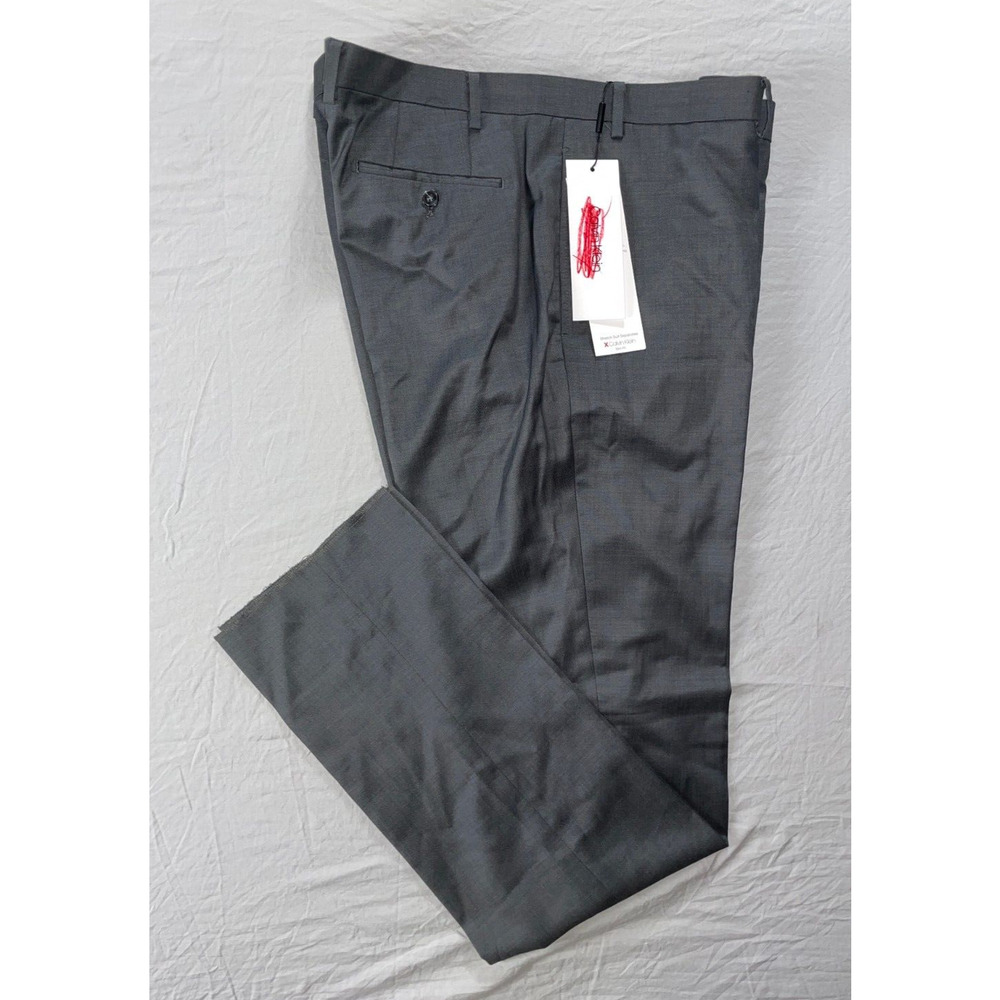 Calvin Klein Slim Fit Stretch Poly-Wool Dress Pants, Slacks. Gray 42R.